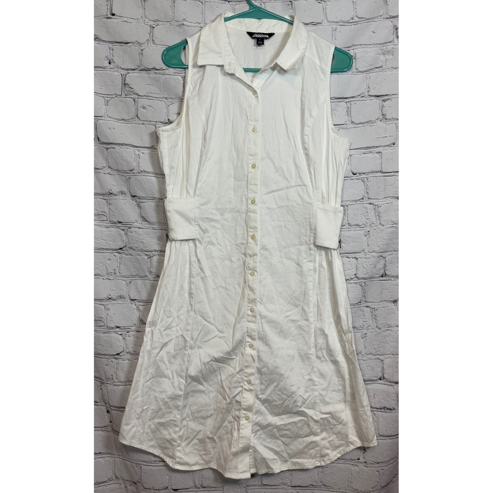 Project Runway Sleeveless Button Front Shirt Dress White Size L